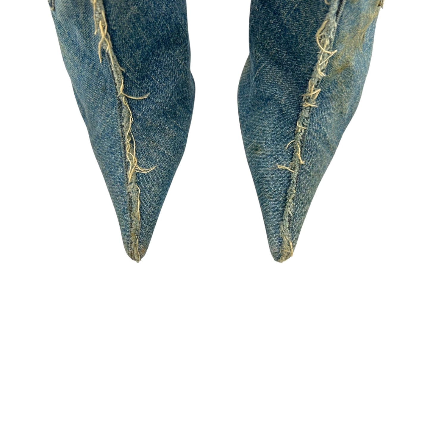 Roberto Cavalli Denim Embroidered Pointed Toe Heeled Boots