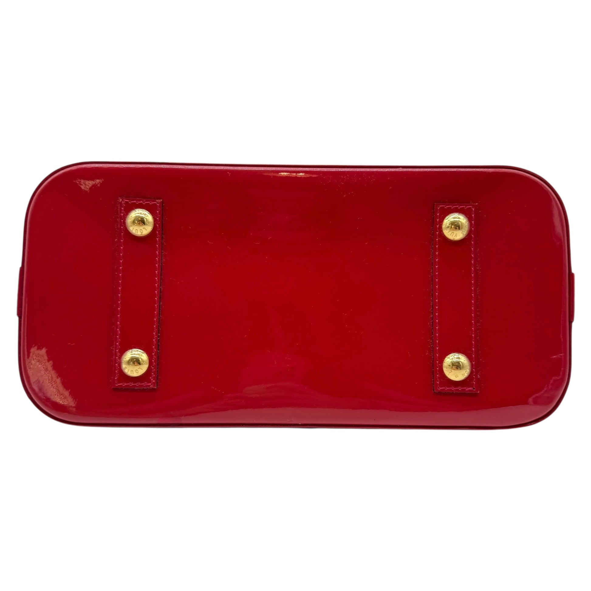 Louis Vuitton Red Veris Patent Monogram Alma PM Bag - Outfit Repeater