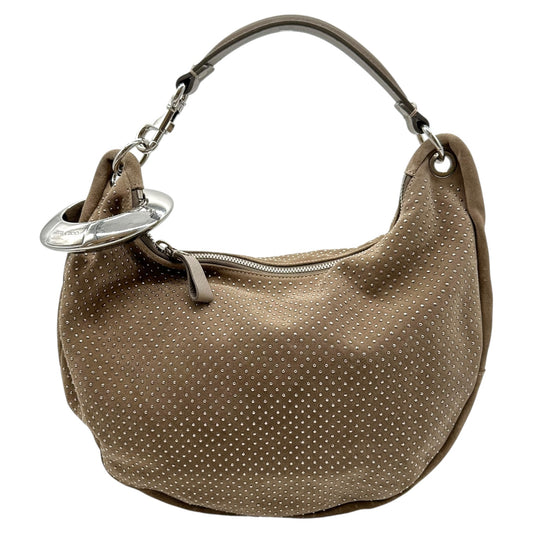 Jimmy Choo Gray & Silver Studded Suede Hobo Bag