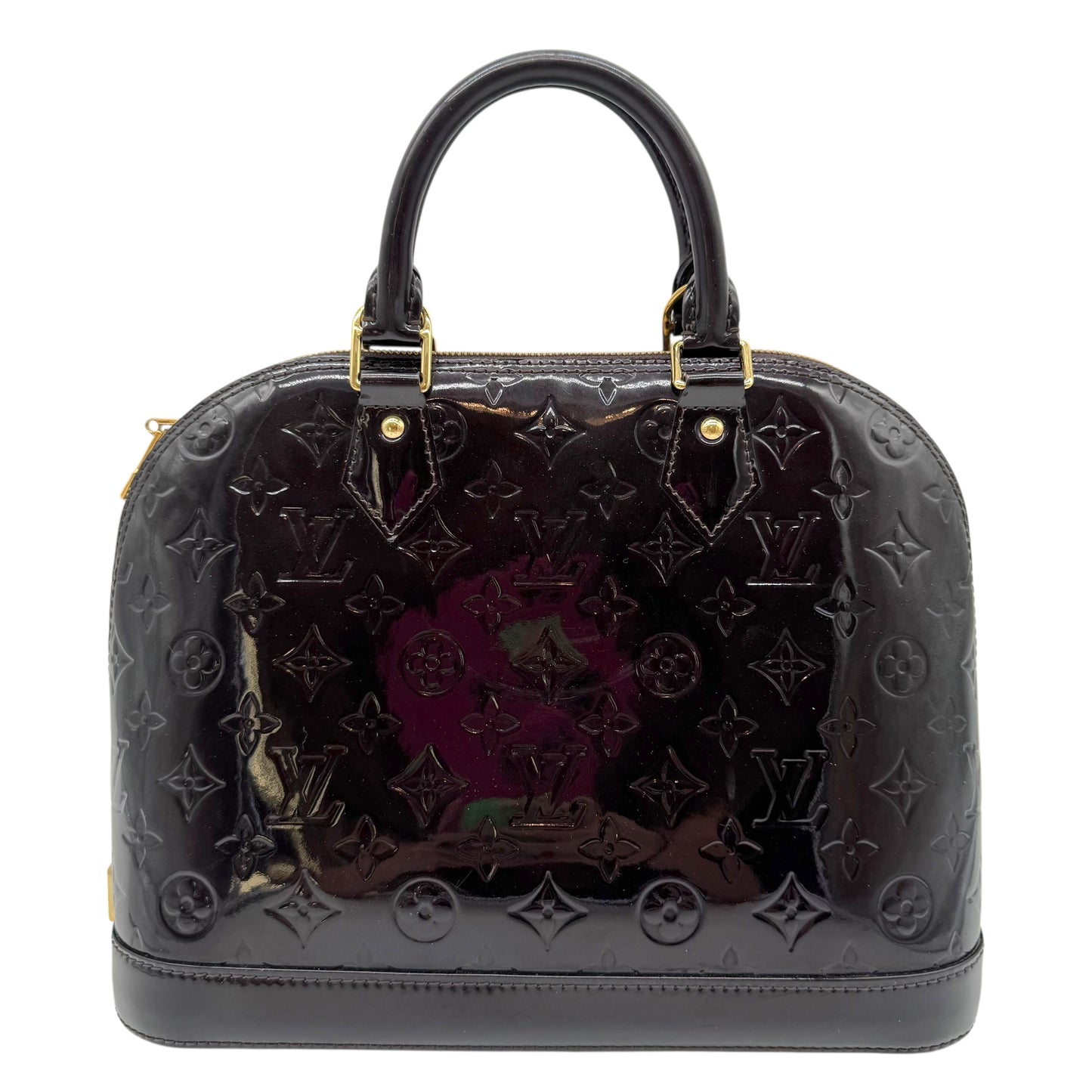 Louis Vuitton Burgundy Vernis Patent Monogram Alma PM Bag - Outfit Repeater
