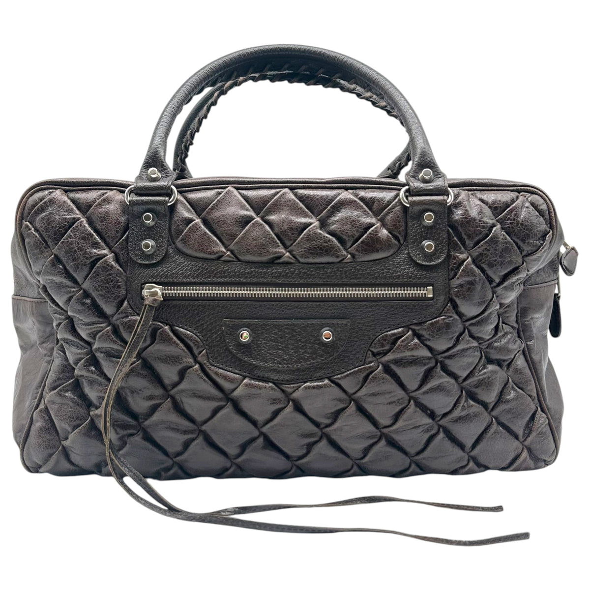 Balenciaga Brown Quilted Leather Bowler City Bag