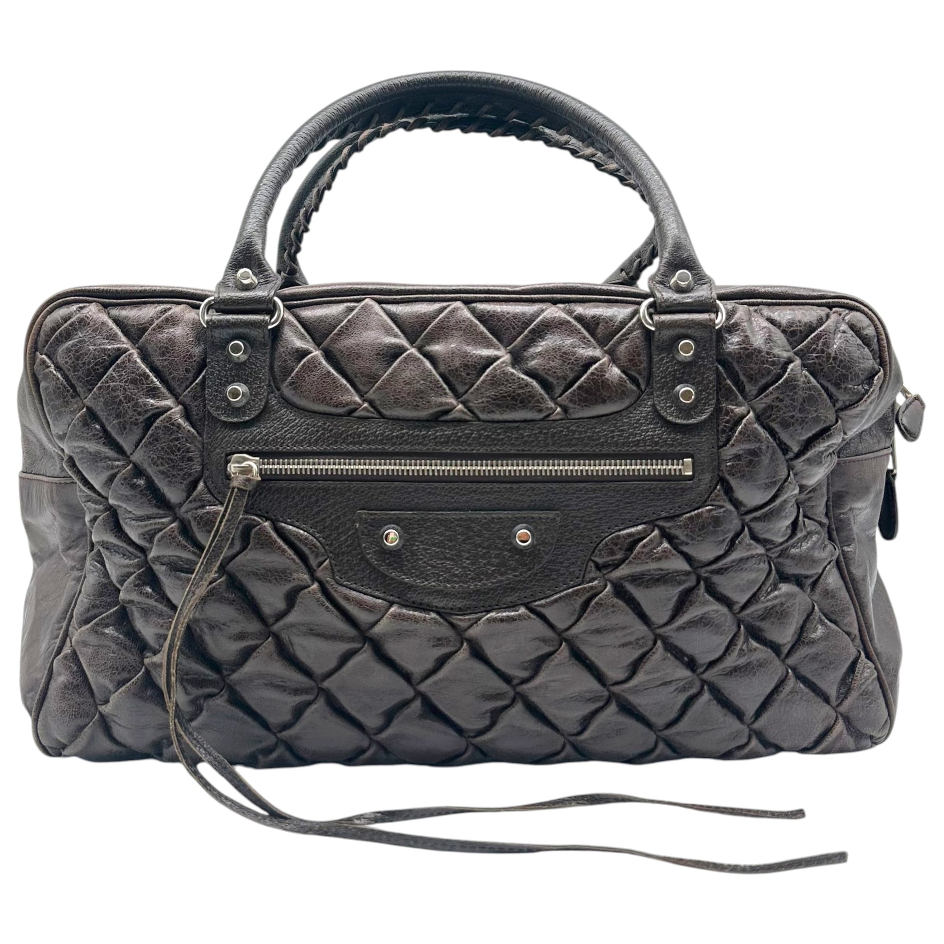 Balenciaga Brown Quilted Leather Bowler City Bag