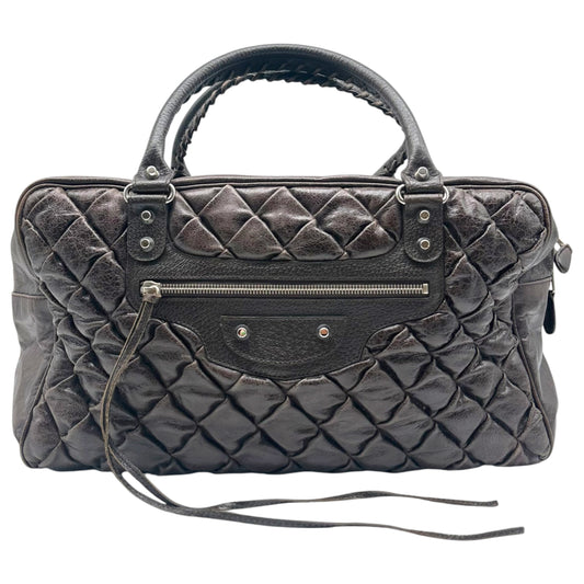 Balenciaga Brown Quilted Leather Bowler City Bag