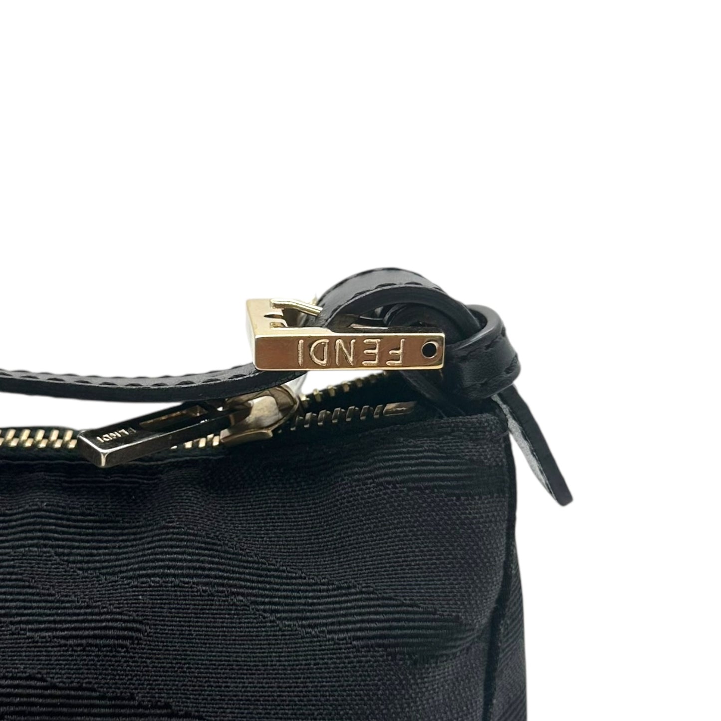 Fendi Black Zebra Print Canvas Pochette Bag