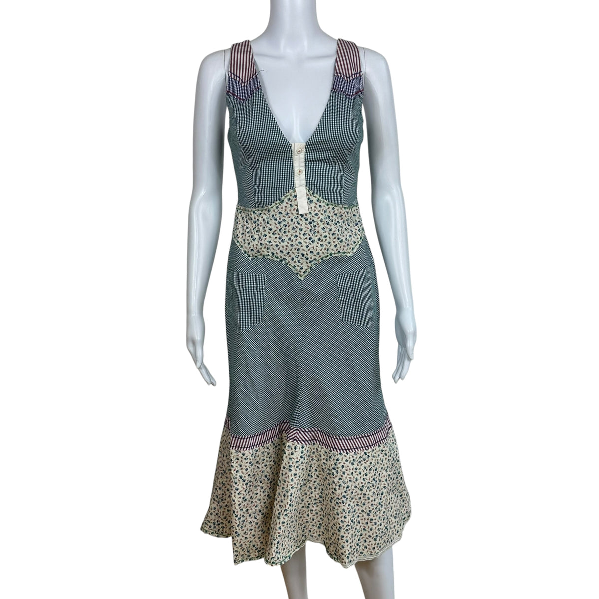 Dsquared2 Spring 2006 Floral & Gingham Patchwork Midi Dress