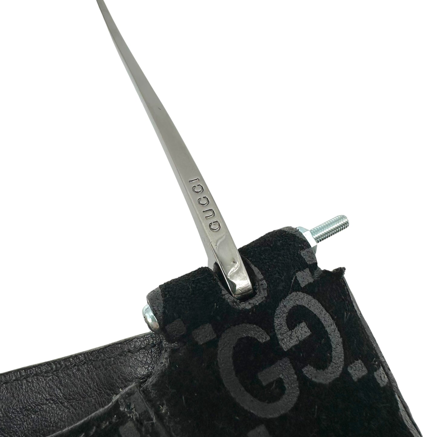 Gucci Black Suede Hobo Bag With Metal Horsebit Strap