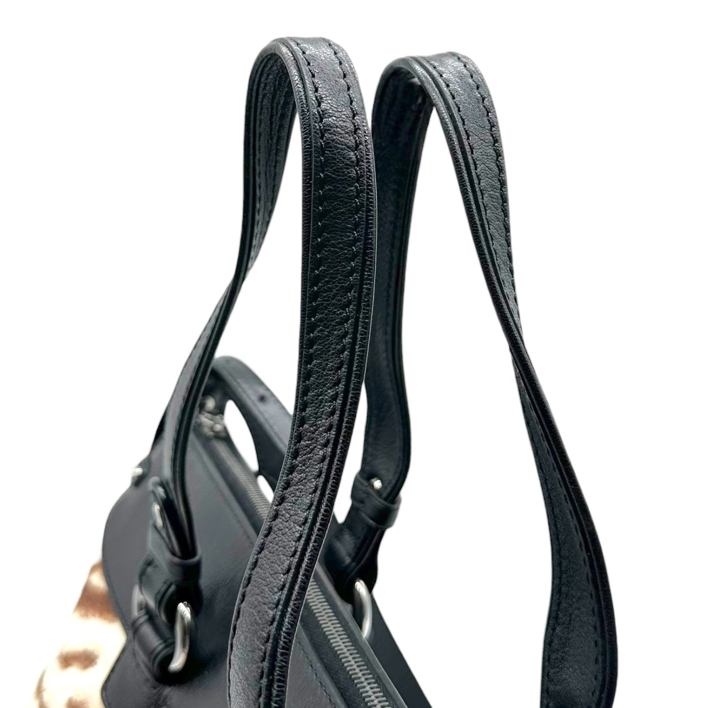 Celine Zebra Print Ponyhair & Black Leather XL 2-Way Tote Bag
