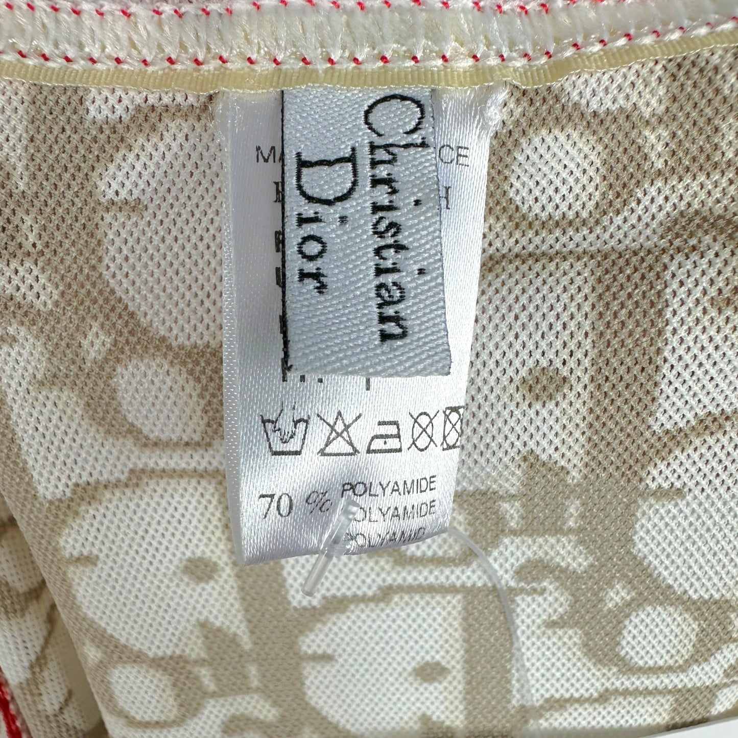 Christian Dior Beige & White Trotter Monogram Mesh Midi Skirt