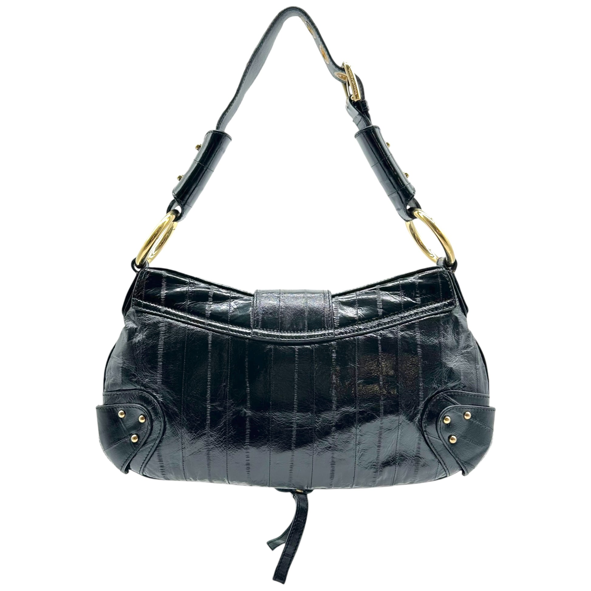 Dolce & Gabbana Black Gold Eel Skin Shoulder Bag