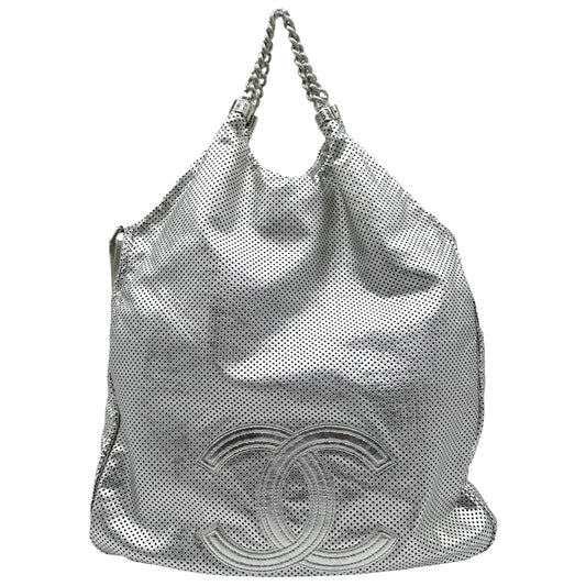 Chanel Rodeo Drive Silver Perforated Leather 2-Way Hobo Bag 2008-09