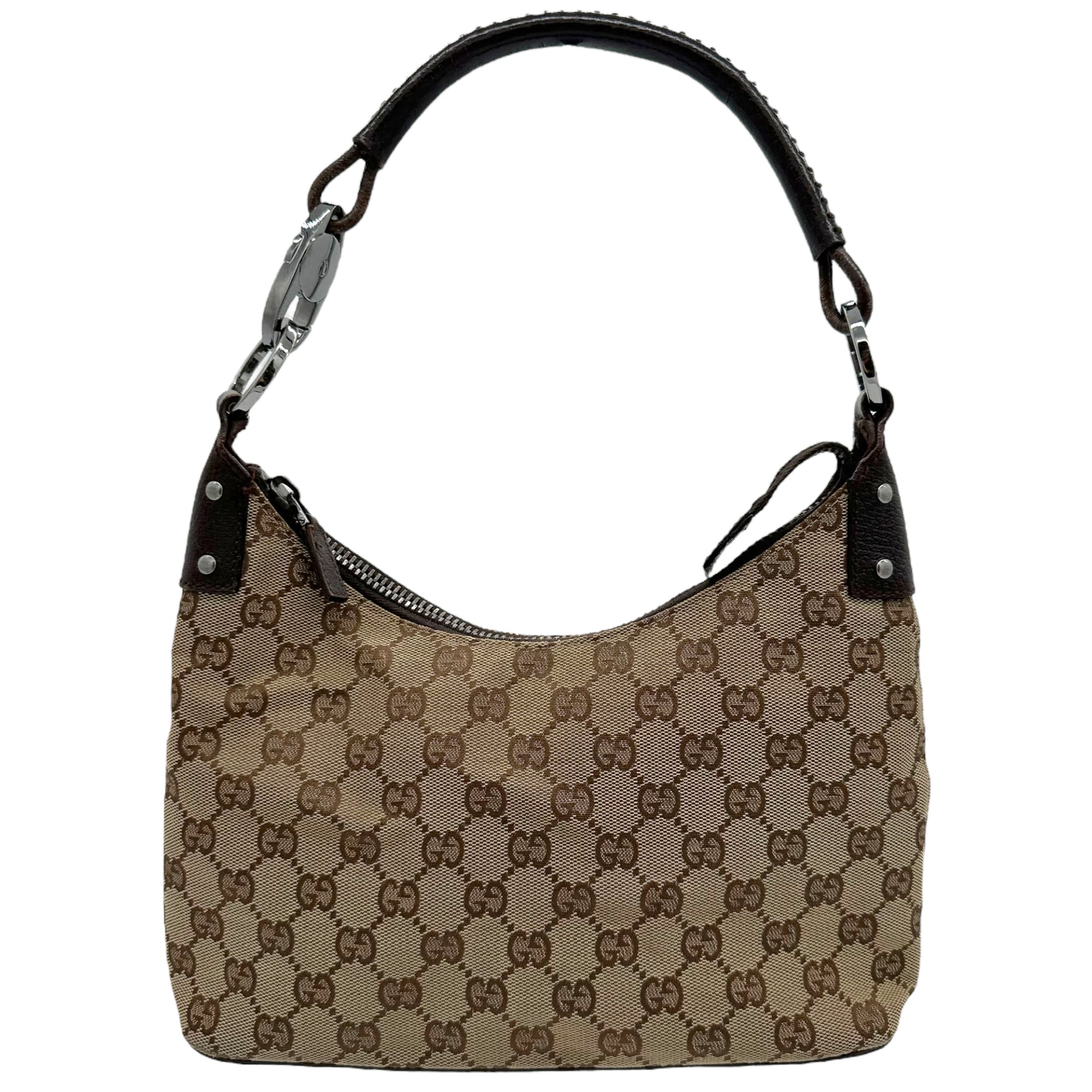 Gucci Tan Monogram Leather Strap Shoulder Bag - Outfit Repeater