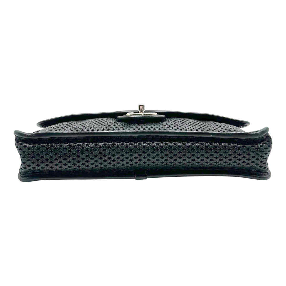 Chanel Black Perforated Leather Medium Flap Shoulder Bag