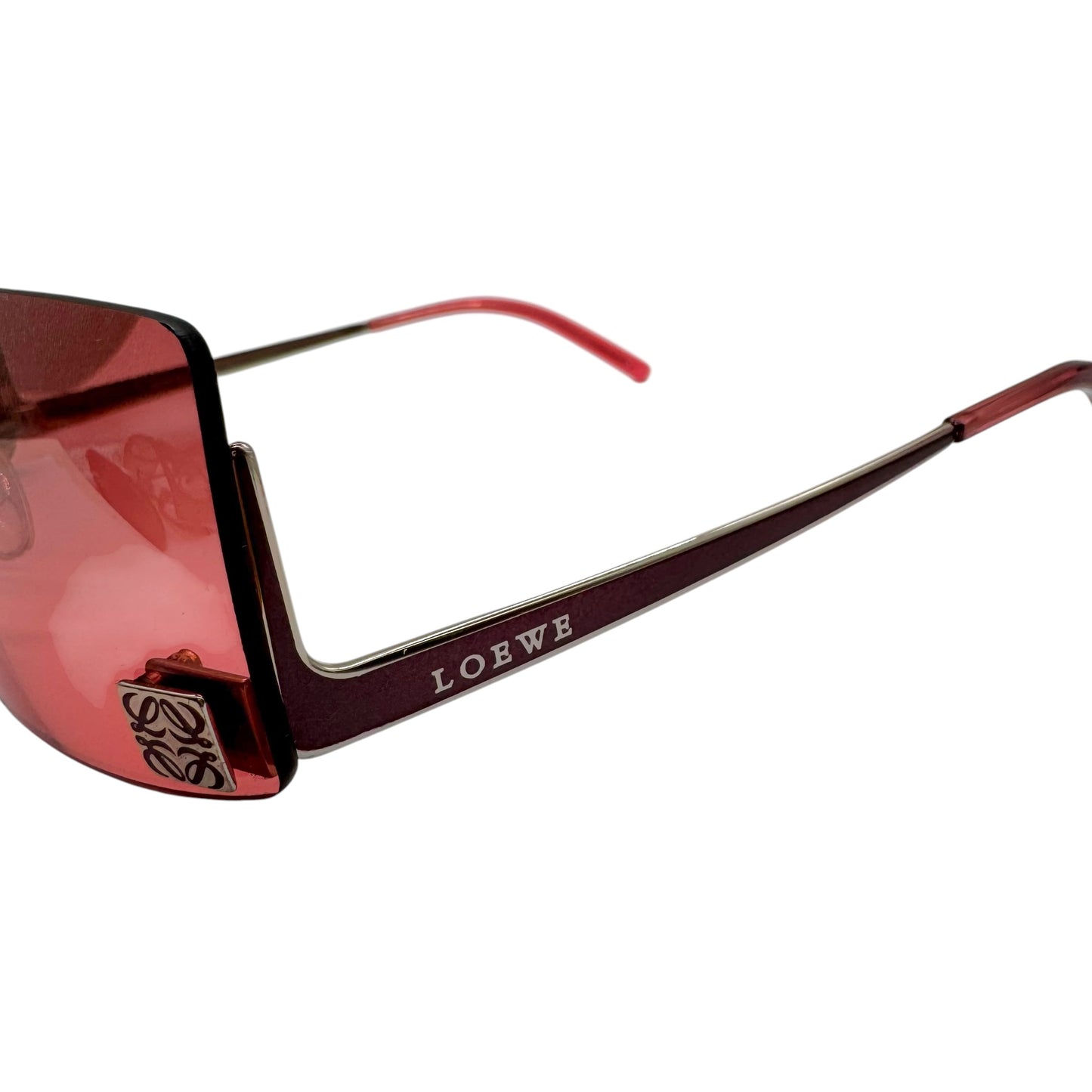 Loewe Red Rimless Logo Lens Rectangle SLW103 Sunglasses w/ Case & Box