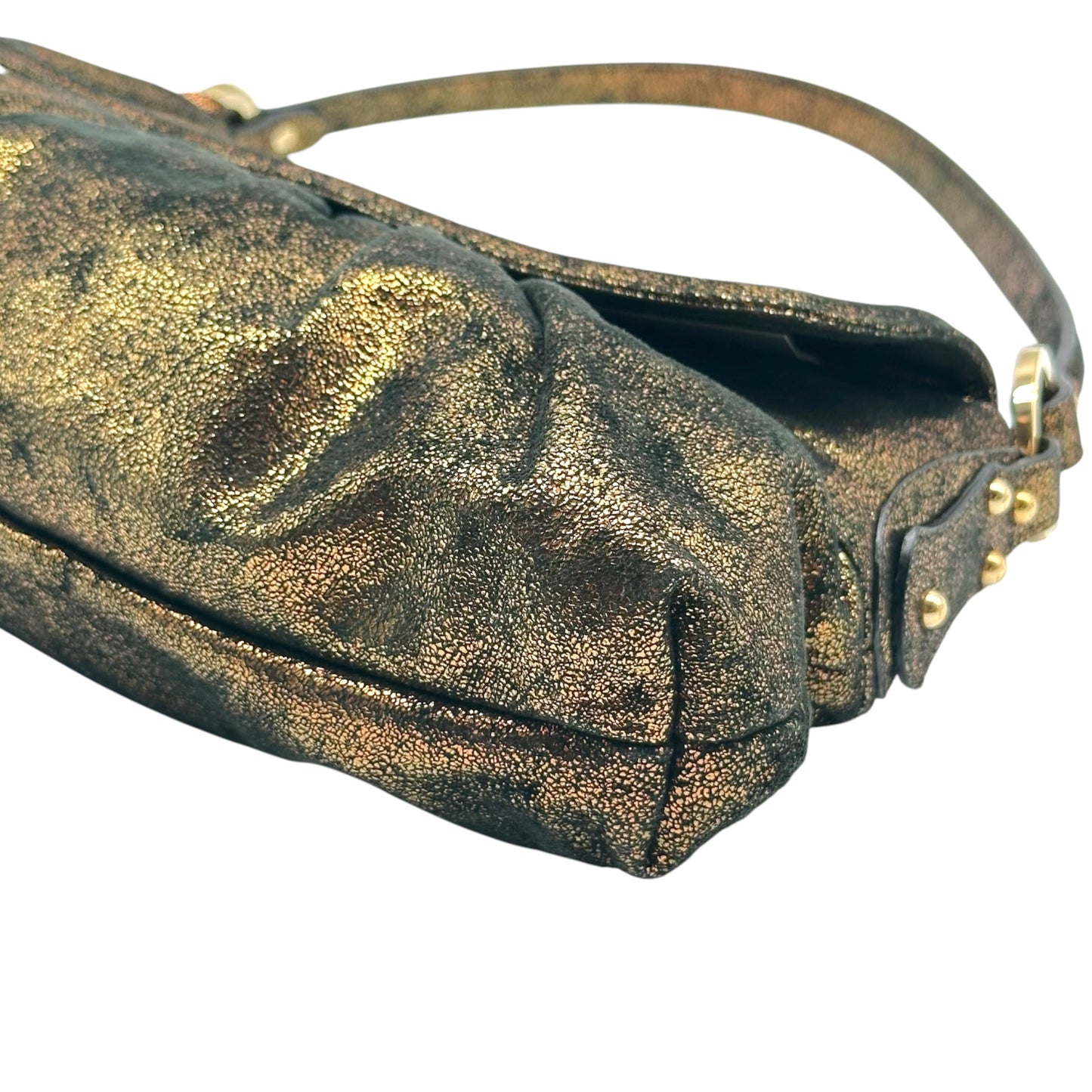 Fendi Bronze Metallic Suede Shoulder Bag