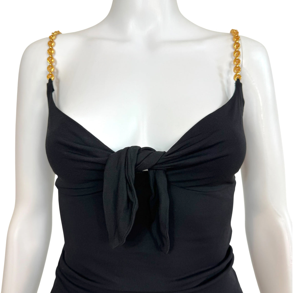 Gucci Black Cami Top With Gold Chain Straps