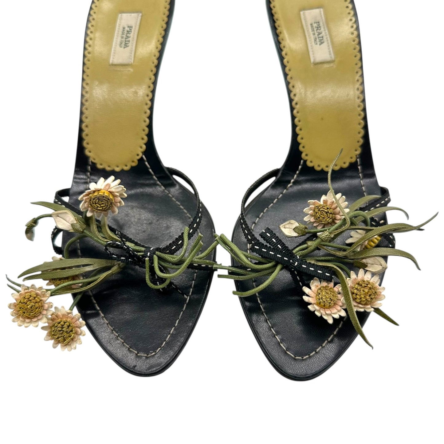 Prada Leather Flower Bouquet Applique Kitte Heels - Outfit Repeater
