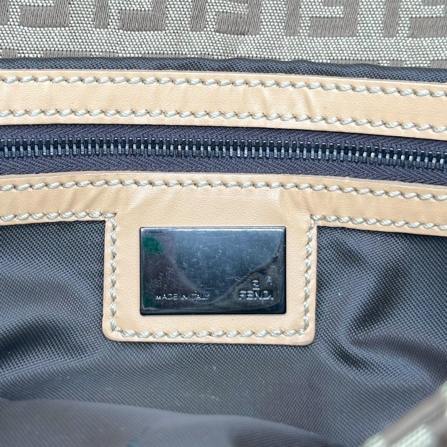 Fendi Baguette Bag Tan Zucchino Monogram Fabric