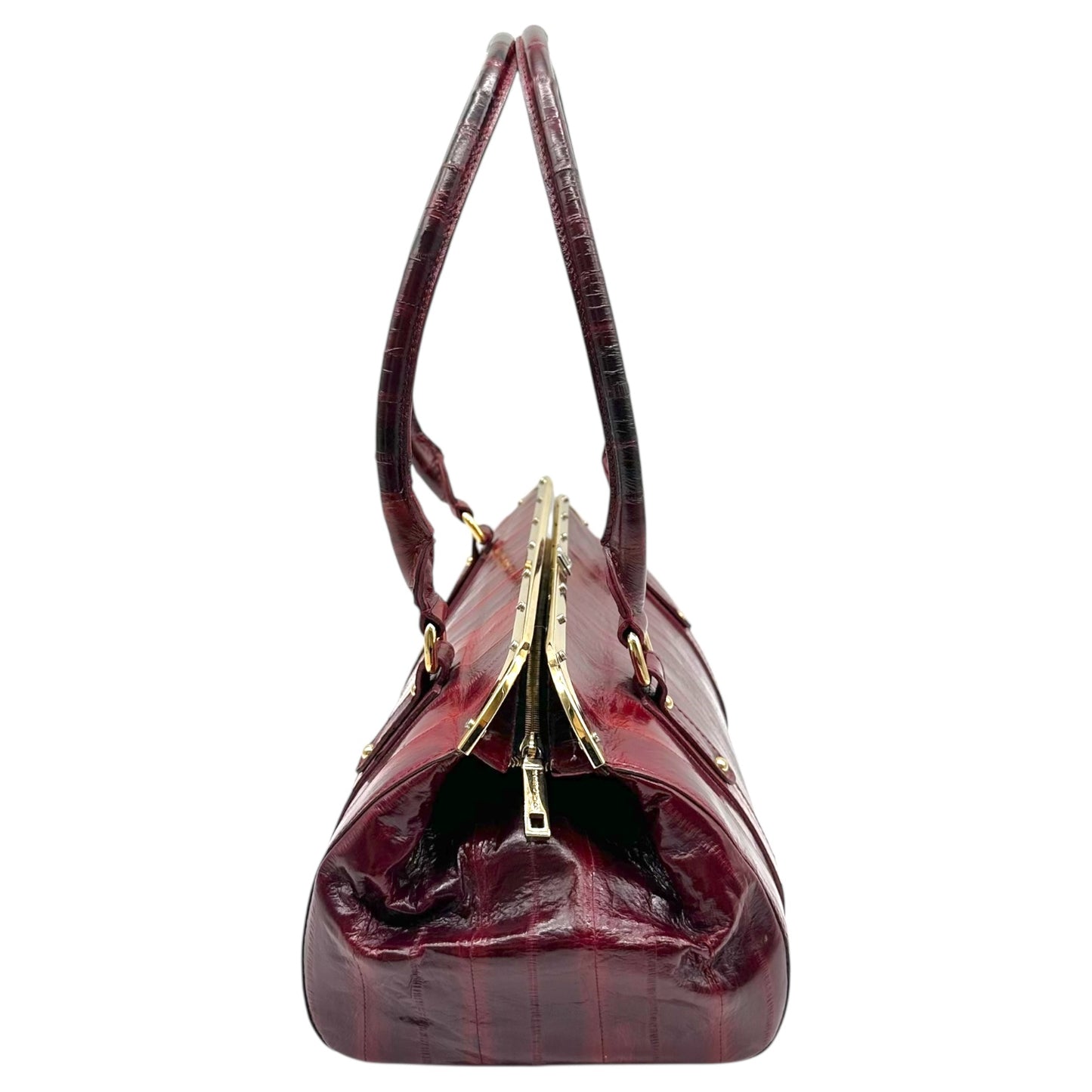 Dolce & Gabbana Burgundy Eel Skin East-West Bowler Bag