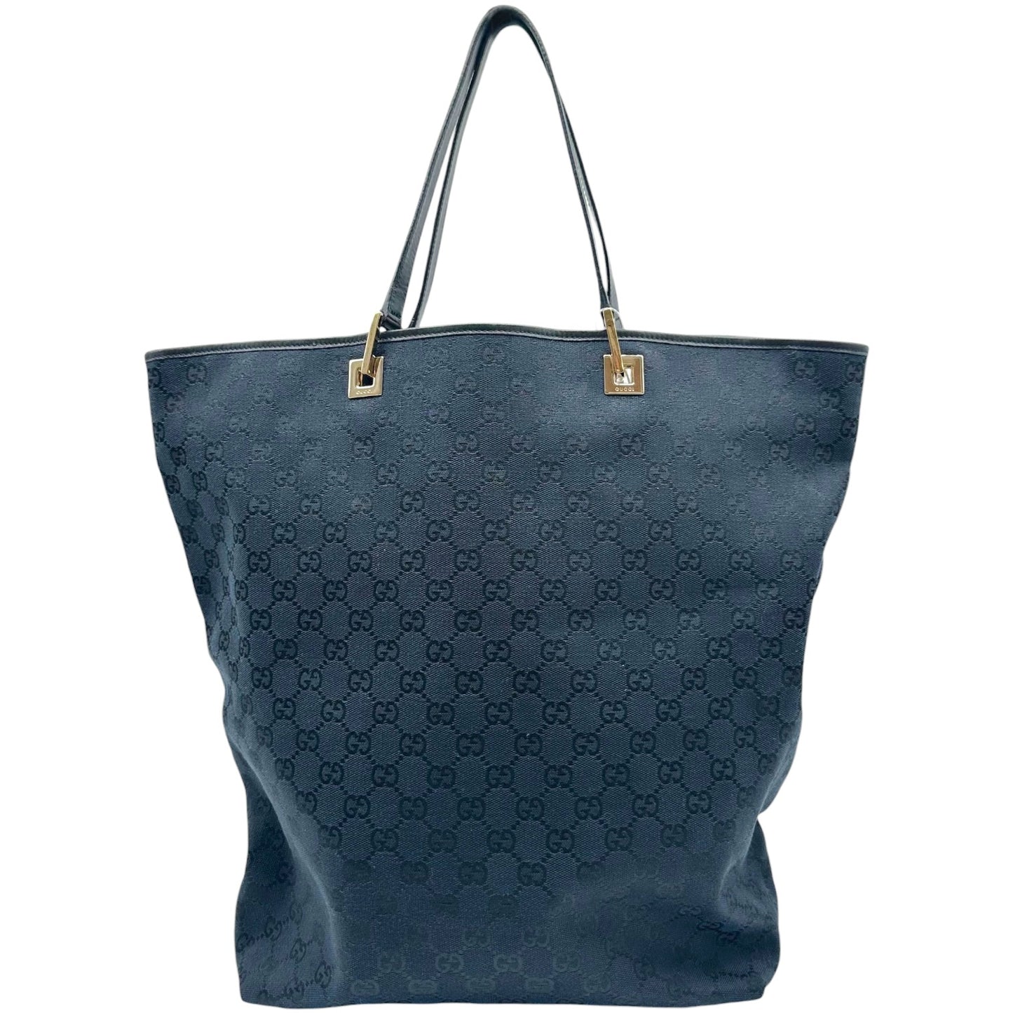 Gucci Black Monogram & Gold Hardware Large Tote Bag