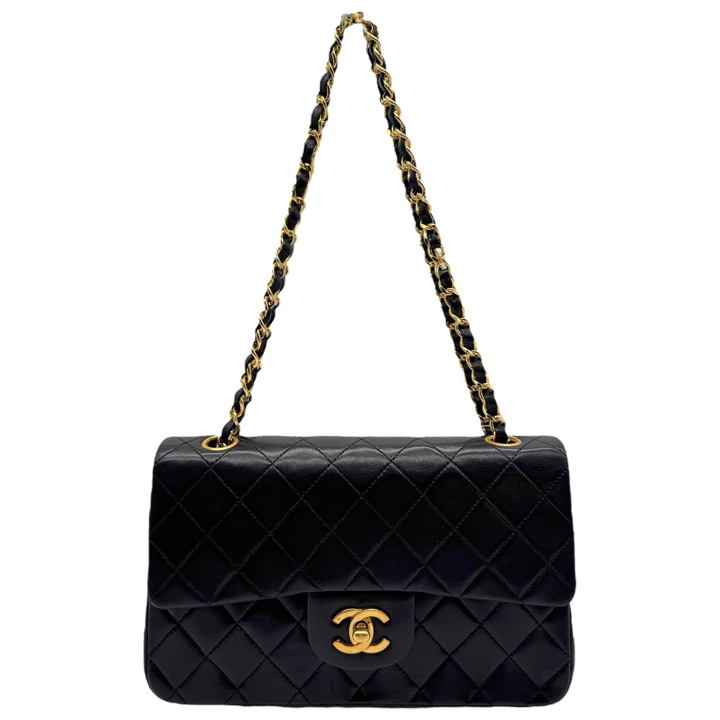 Chanel Black Matelasse Lambskin Small Classic Flap Bag 1989-91 - Outfit Repeater
