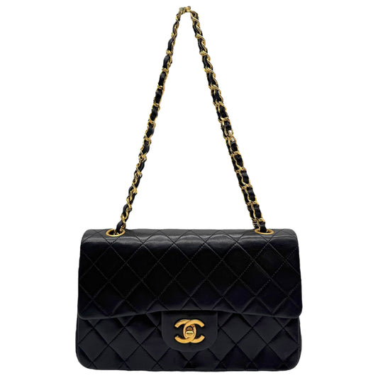 Chanel Black Matelasse Lambskin Small Classic Flap Bag 1989-91
