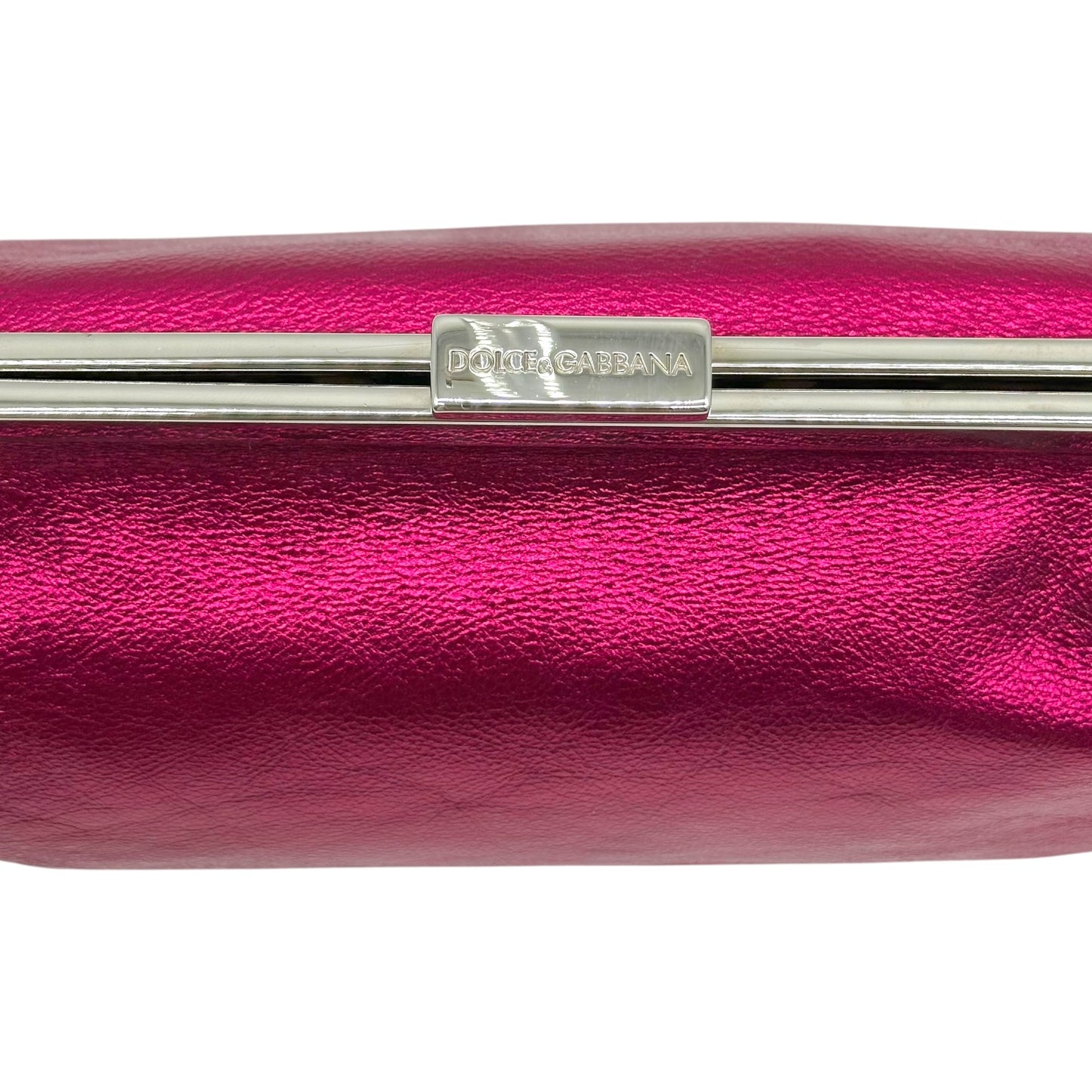 Dolce & Gabbana Metallic Pink Silver Clutch Bag