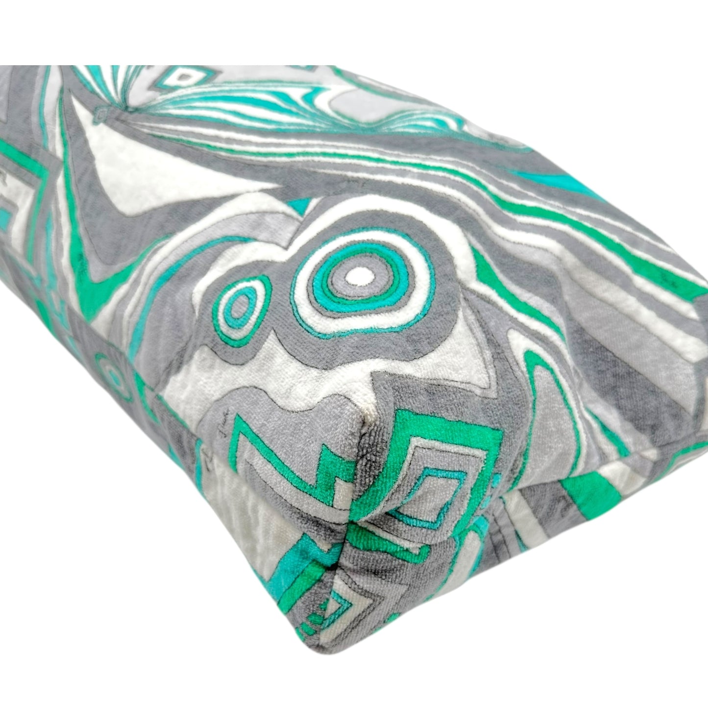 Emilio Pucci Teal & Gray Patterned Terrycloth Tote Bag