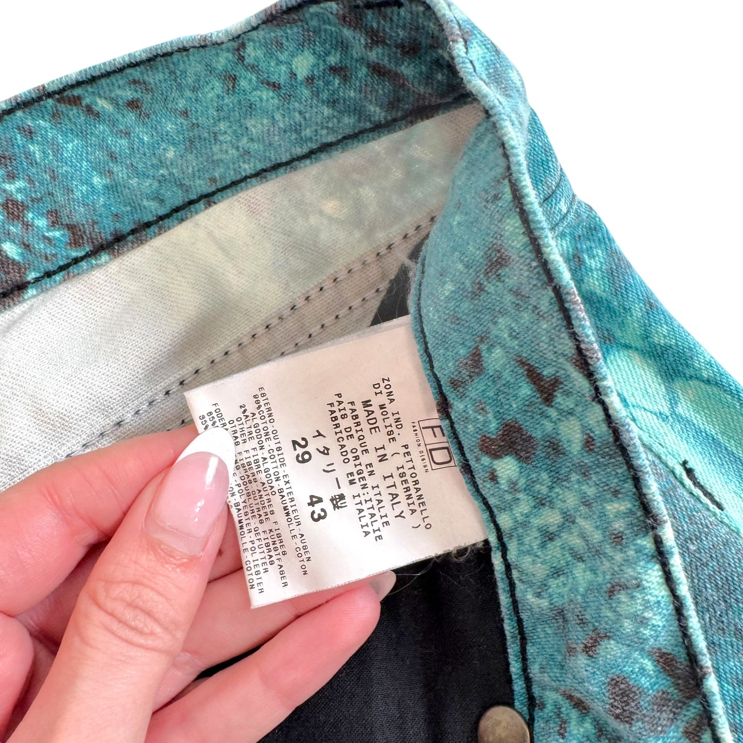 Roberto Cavalli Snakeskin Print Jeans Bright Blue