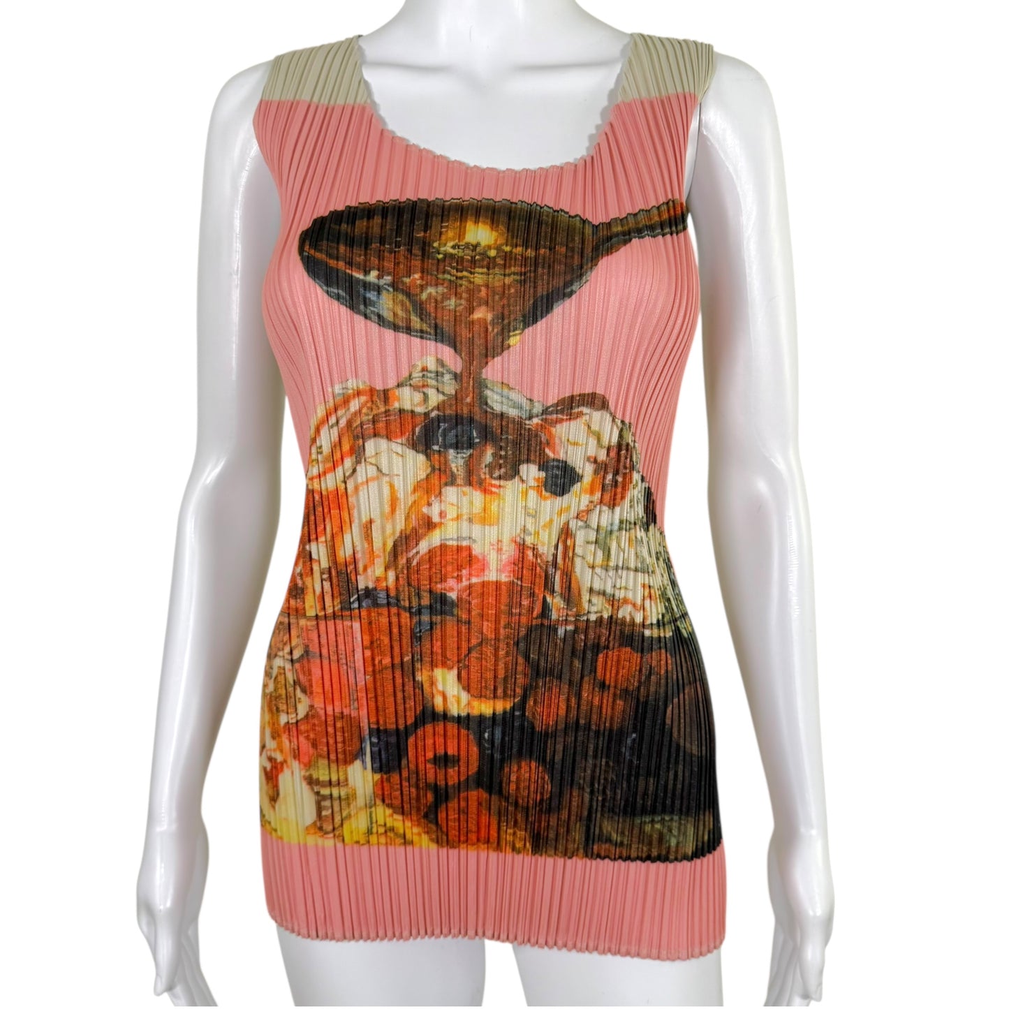 Issey Miyake Pleats Please Pink Ice Cream Sundae Print Tank