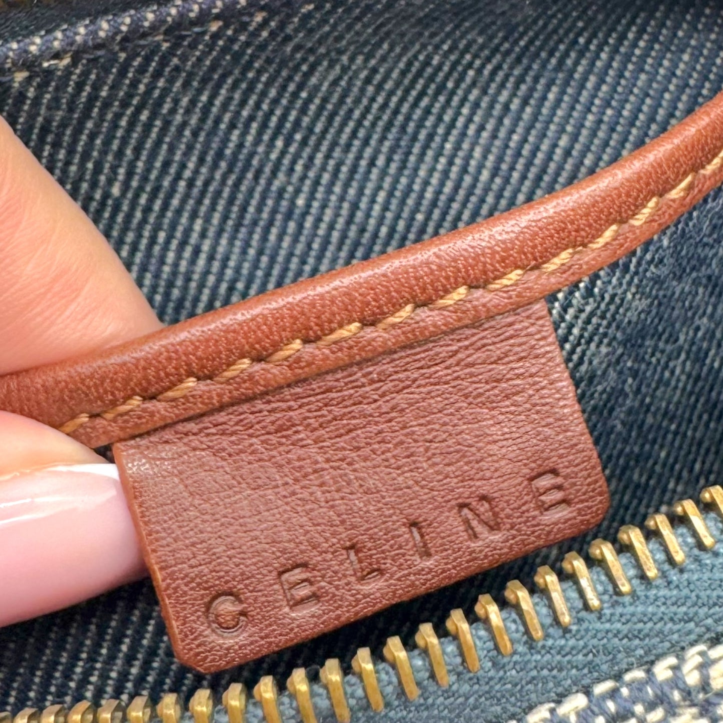 Celine Blue Denim Triomphe Monogram Pochette Bag - Outfit Repeater