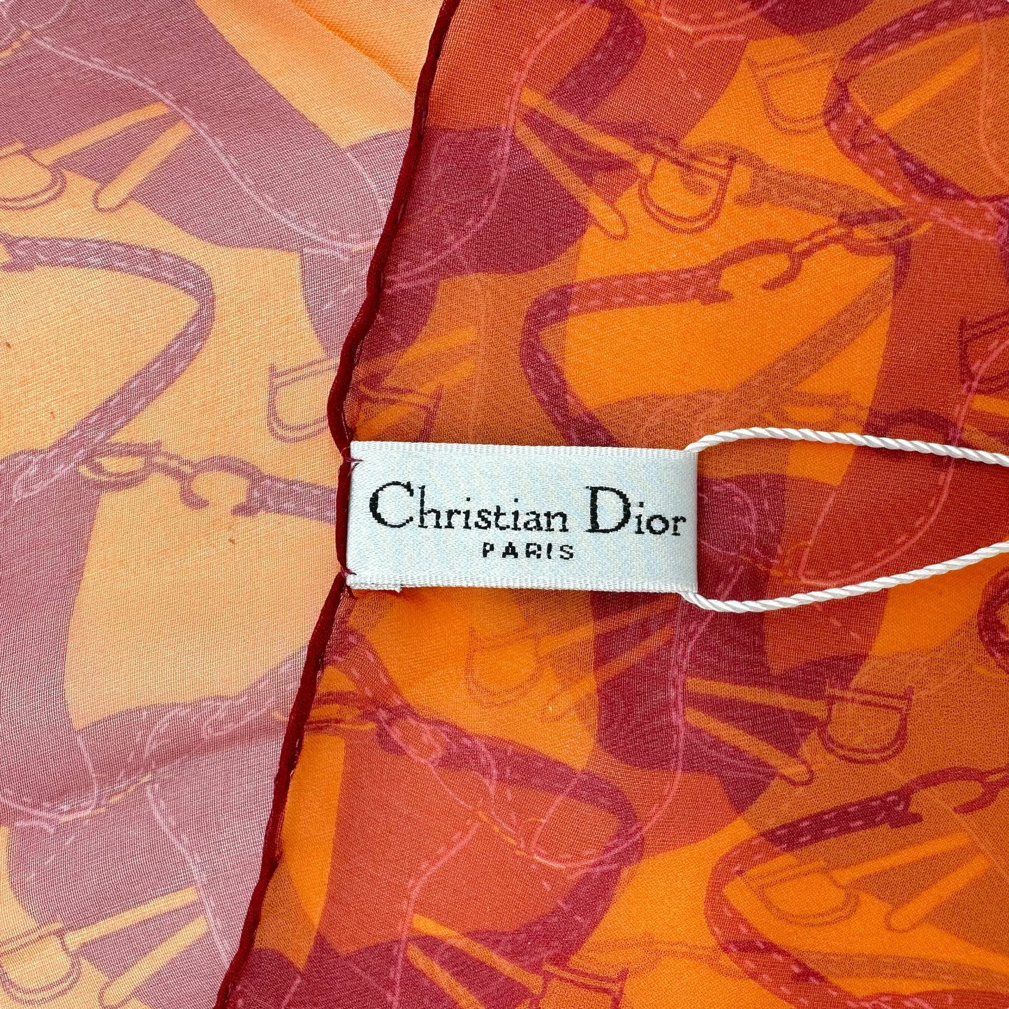 Dior Pink and Orange Saddle Bag Print Scarf