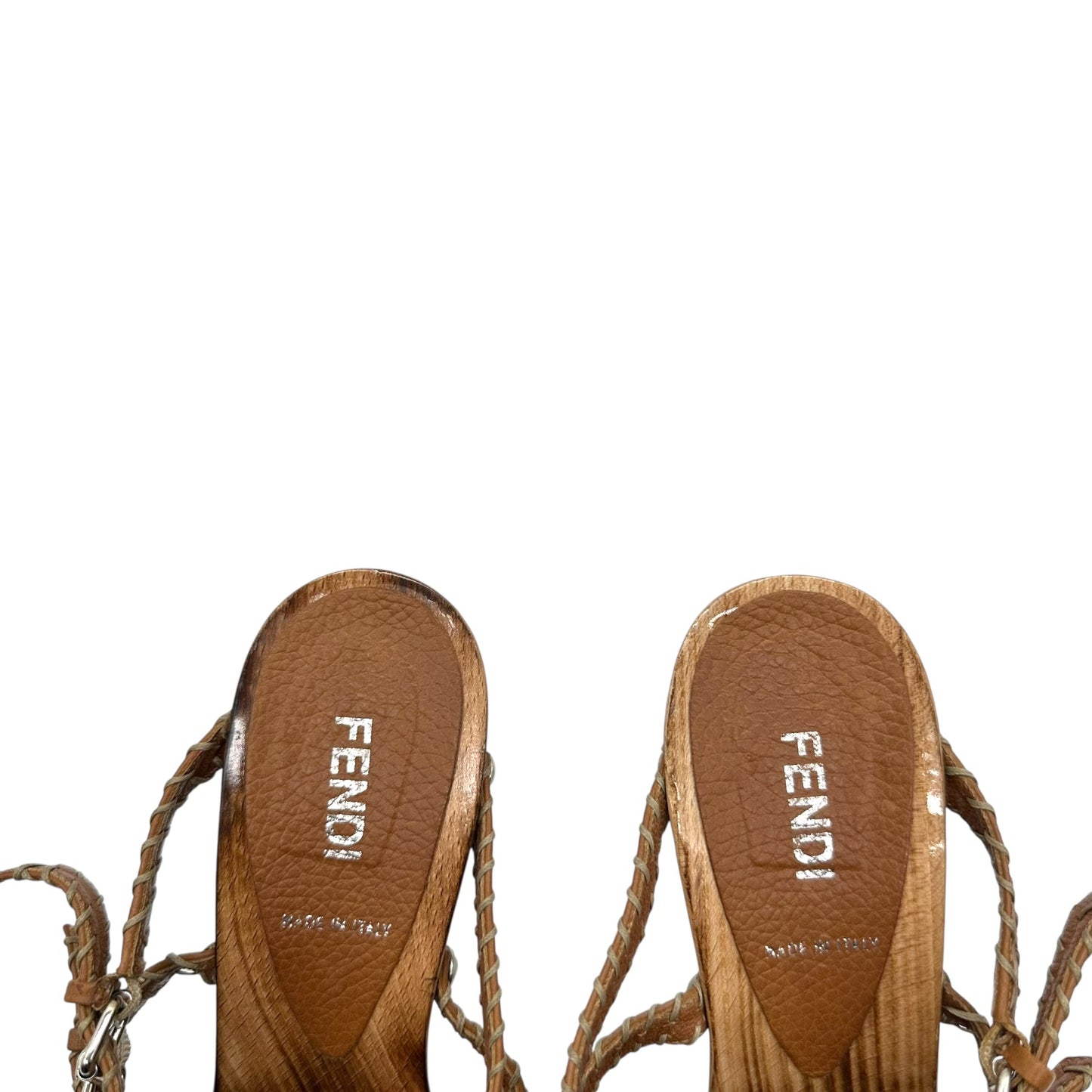 Fendi Selleria Wooden Sandal Heels