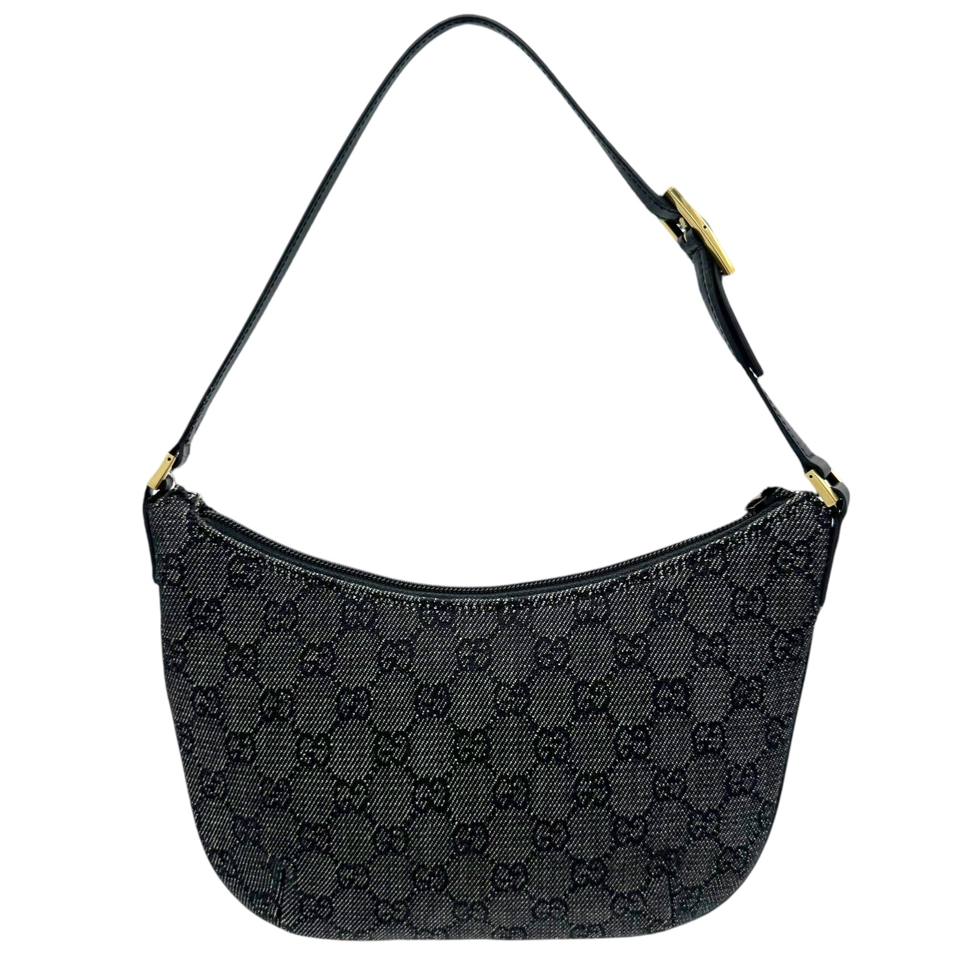 Gucci Gray Denim Monogram Shoulder Bag - Outfit Repeater