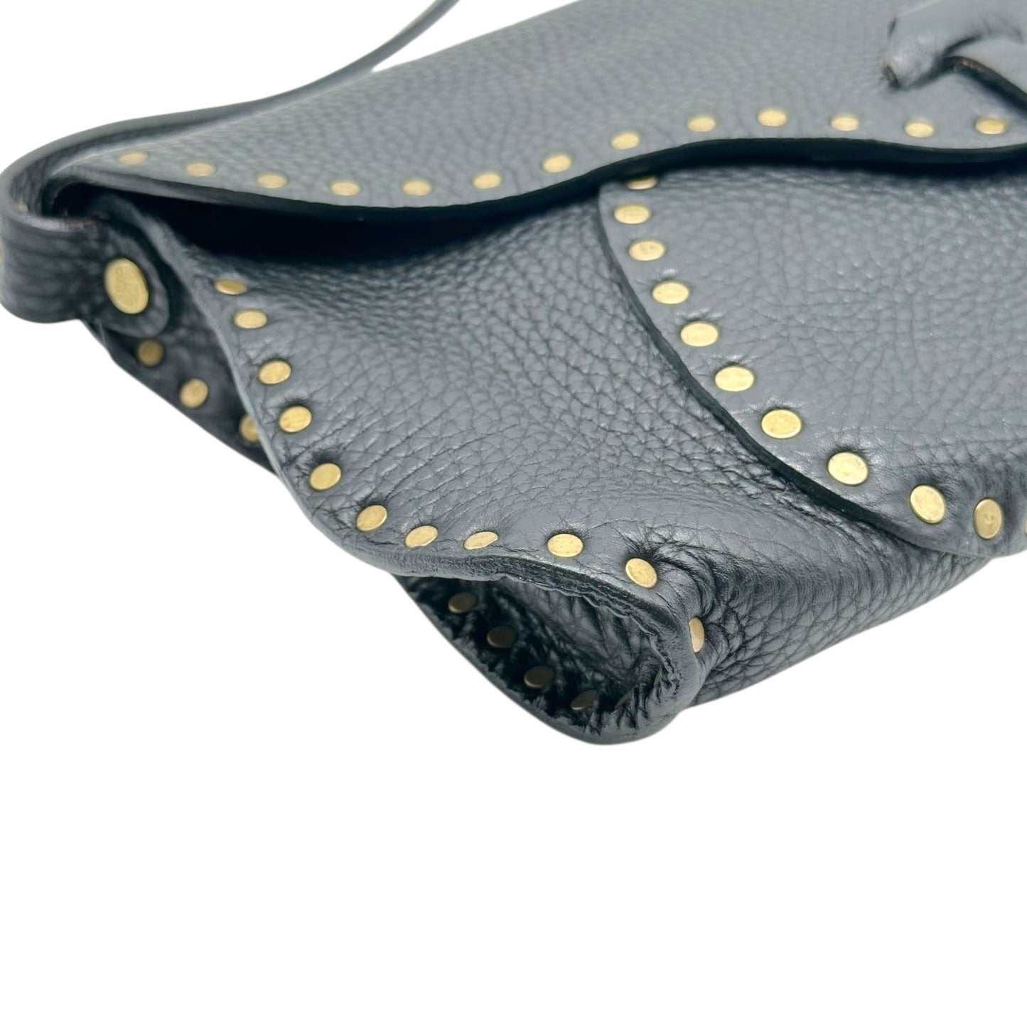 Celine Black Leather Studded Poulbot Shoulder Bag