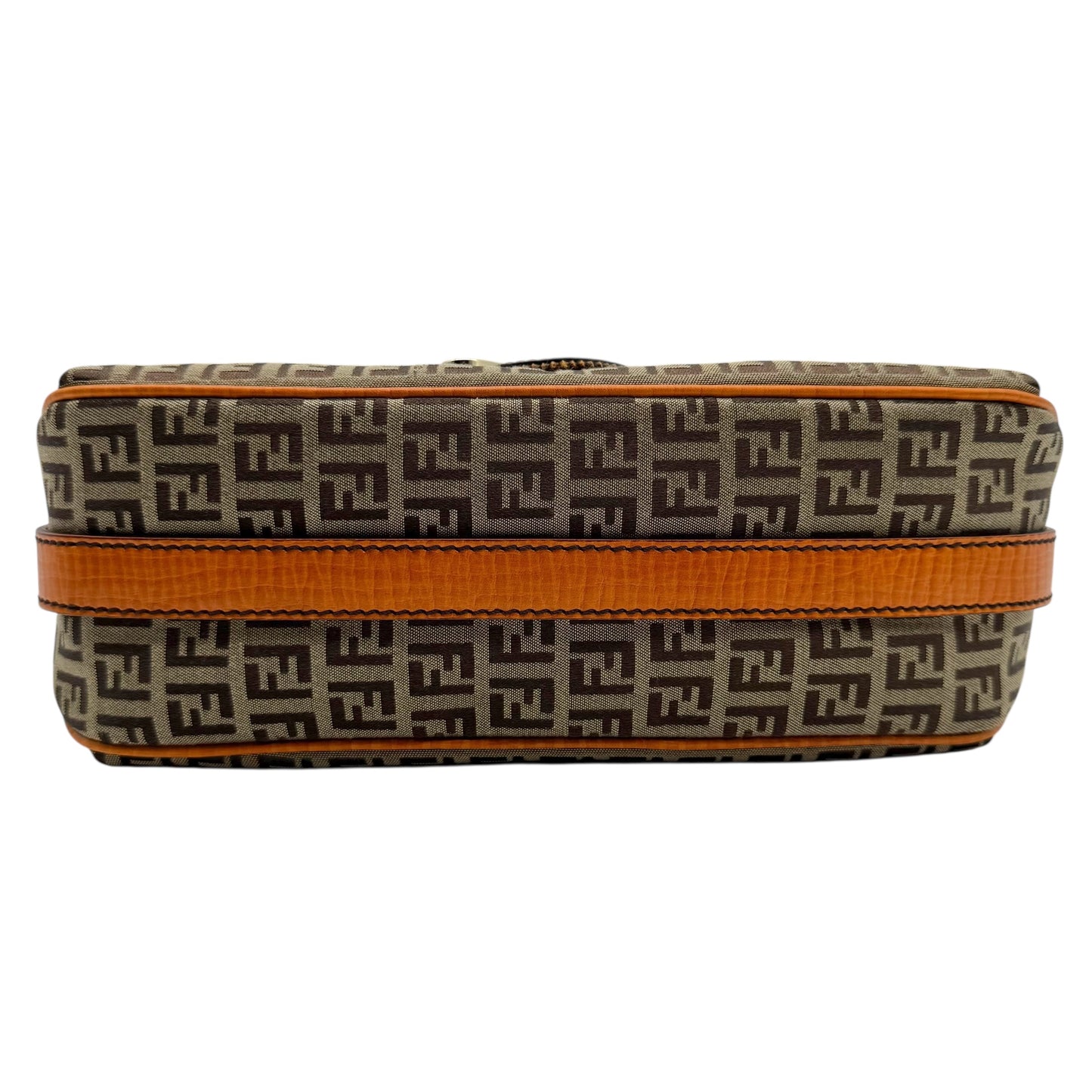 Fendi Shoulder Bag Beige Zucchino Monogram Orange Leather