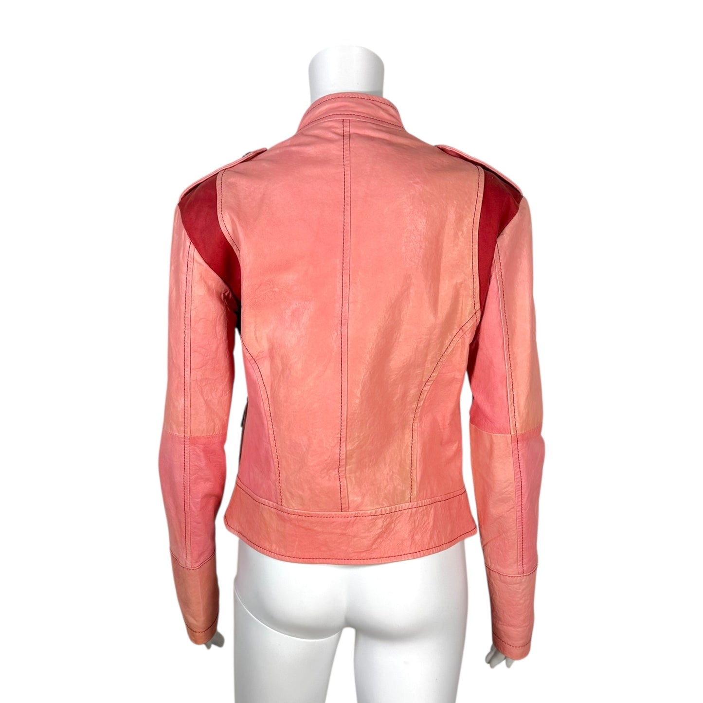 Galliano Pink Leather Military Inspired Jacket