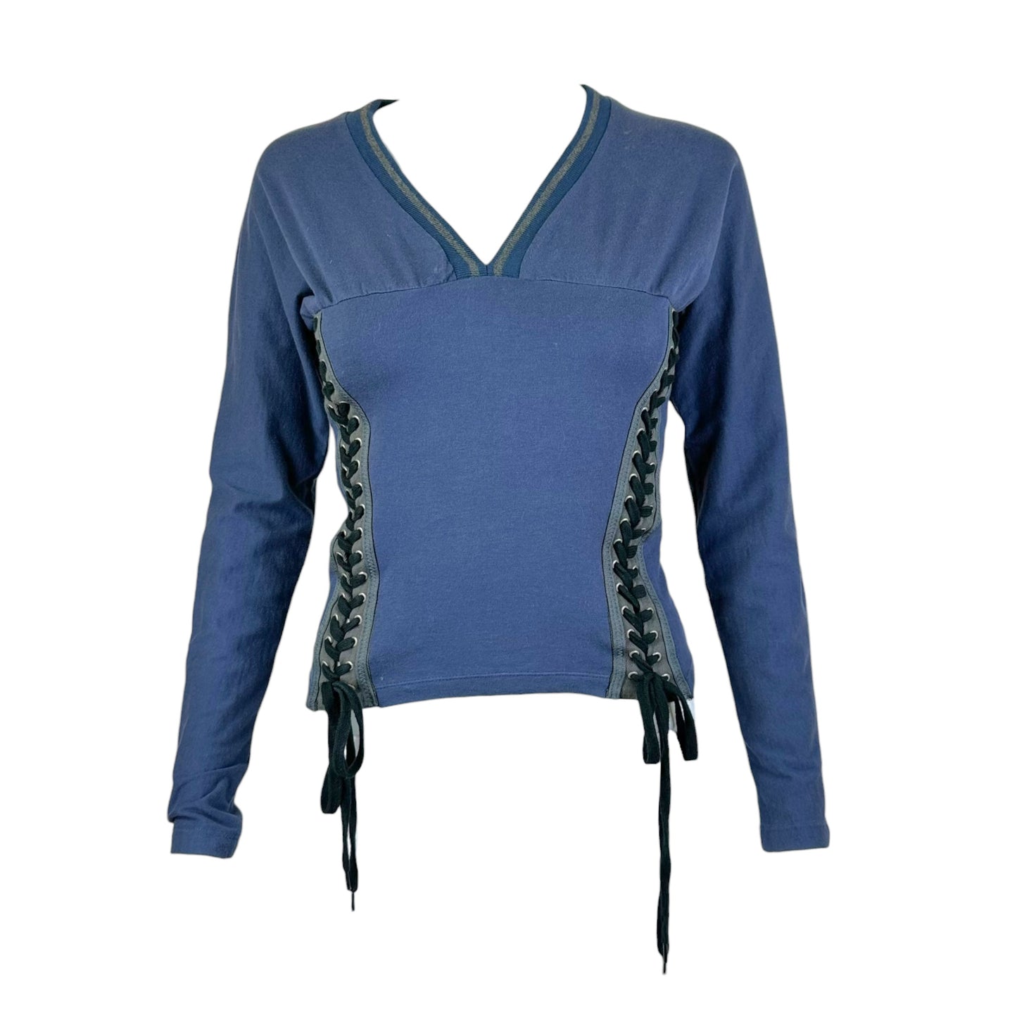 D&G Navy Blue Lace Up Long Sleeve T-Shirt