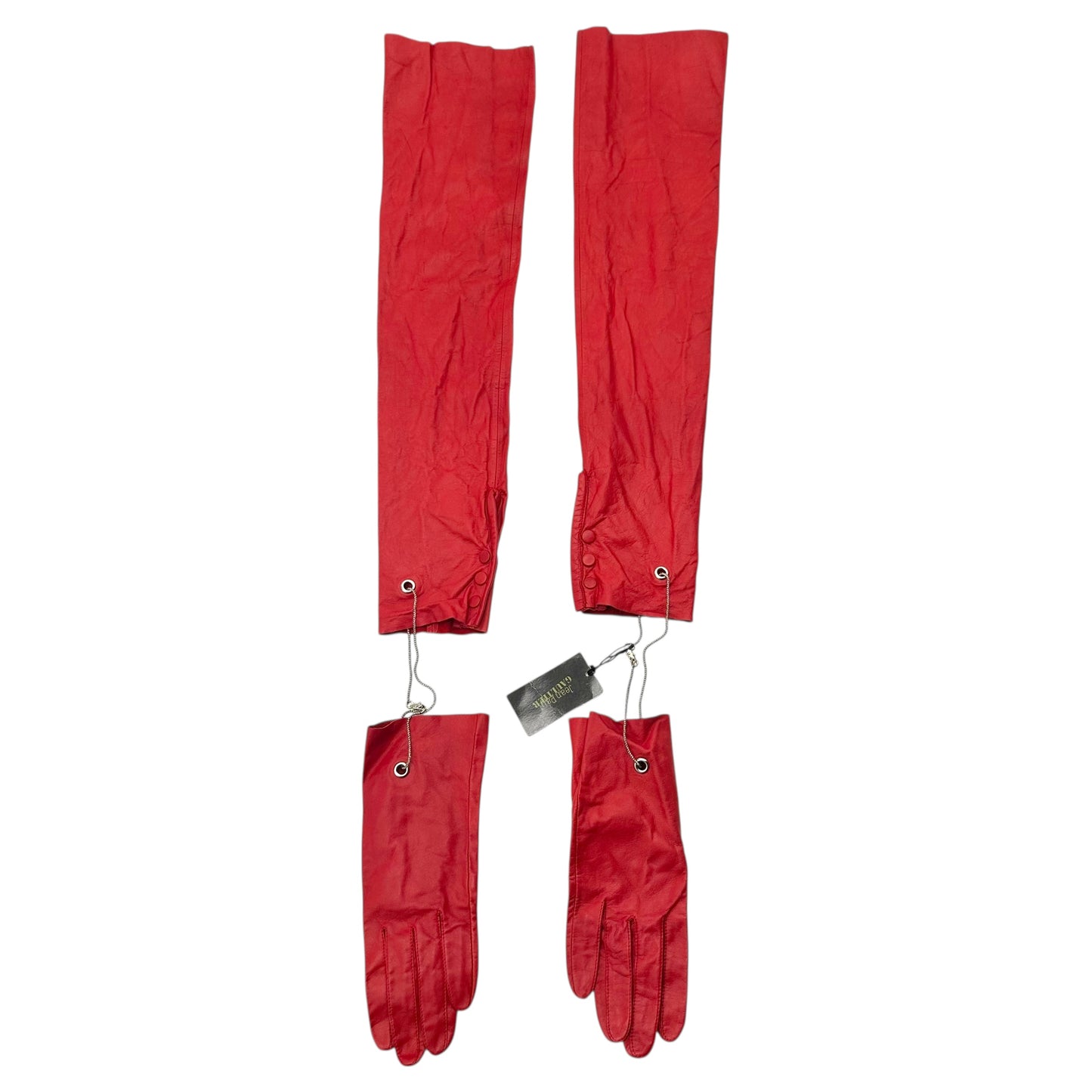 Jean Paul Gaultier 90's Red Lambskin Long 2-Way Gloves NEW