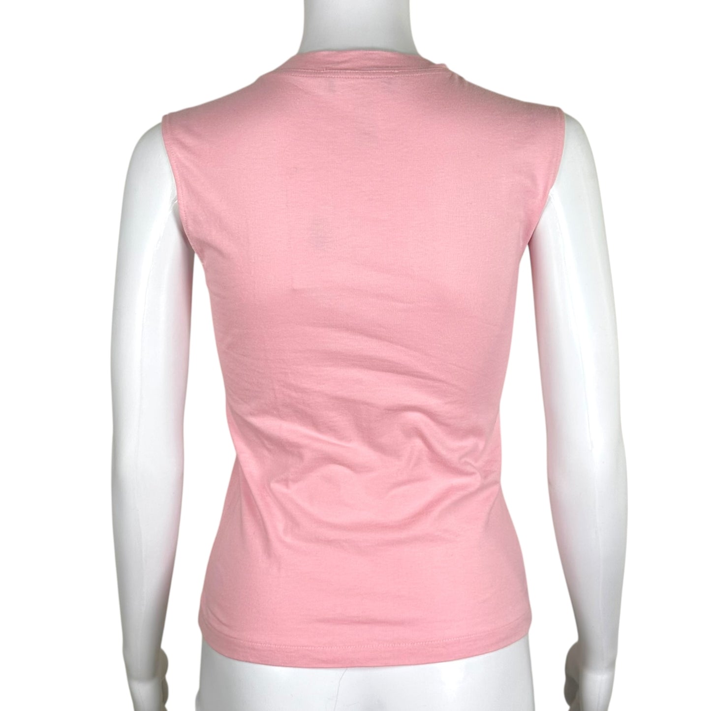 Christian Dior Pink Beaded Tank Top Sleeveless Crew Neck