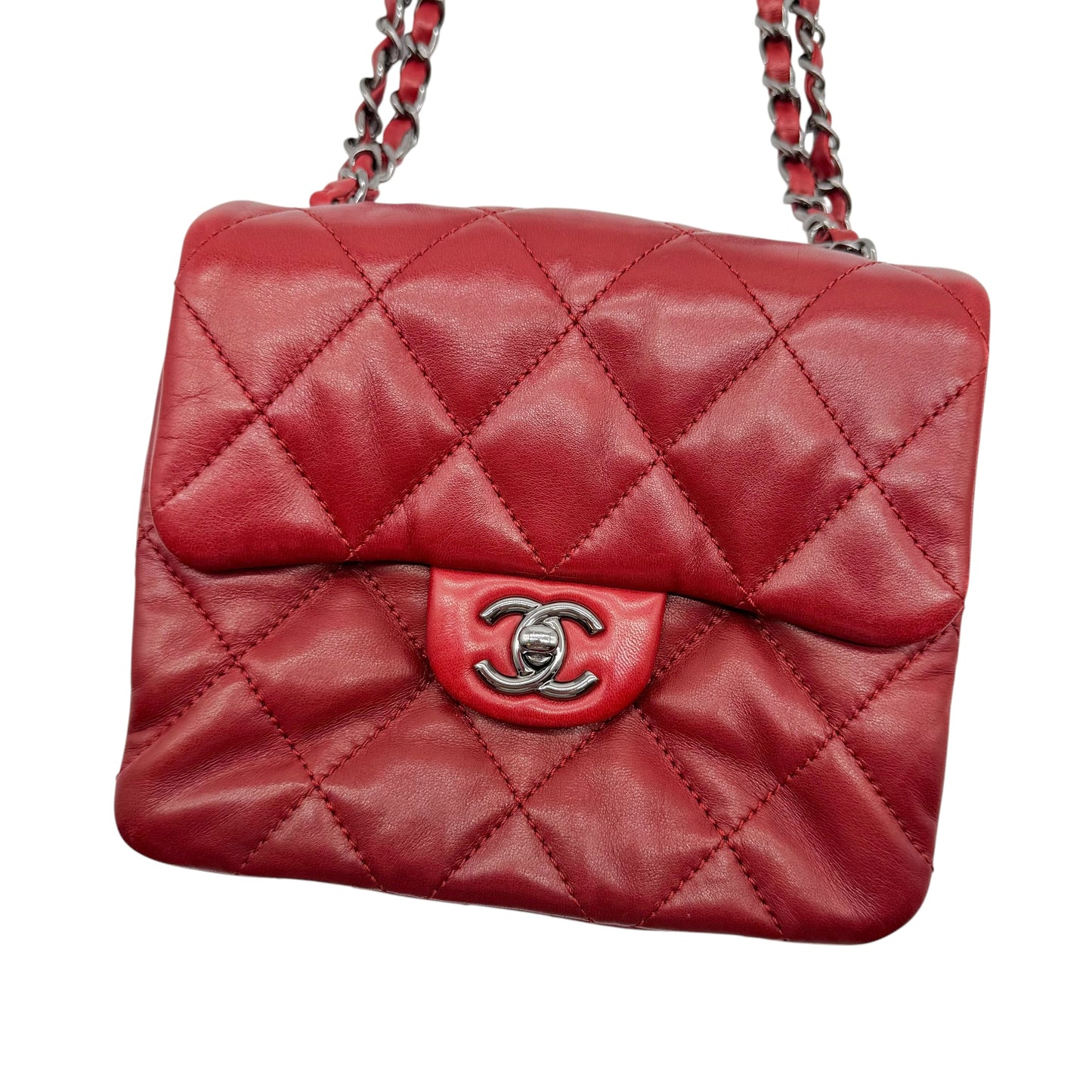 Chanel Burgundy Red Matelasse Small Accordion Flap Bag