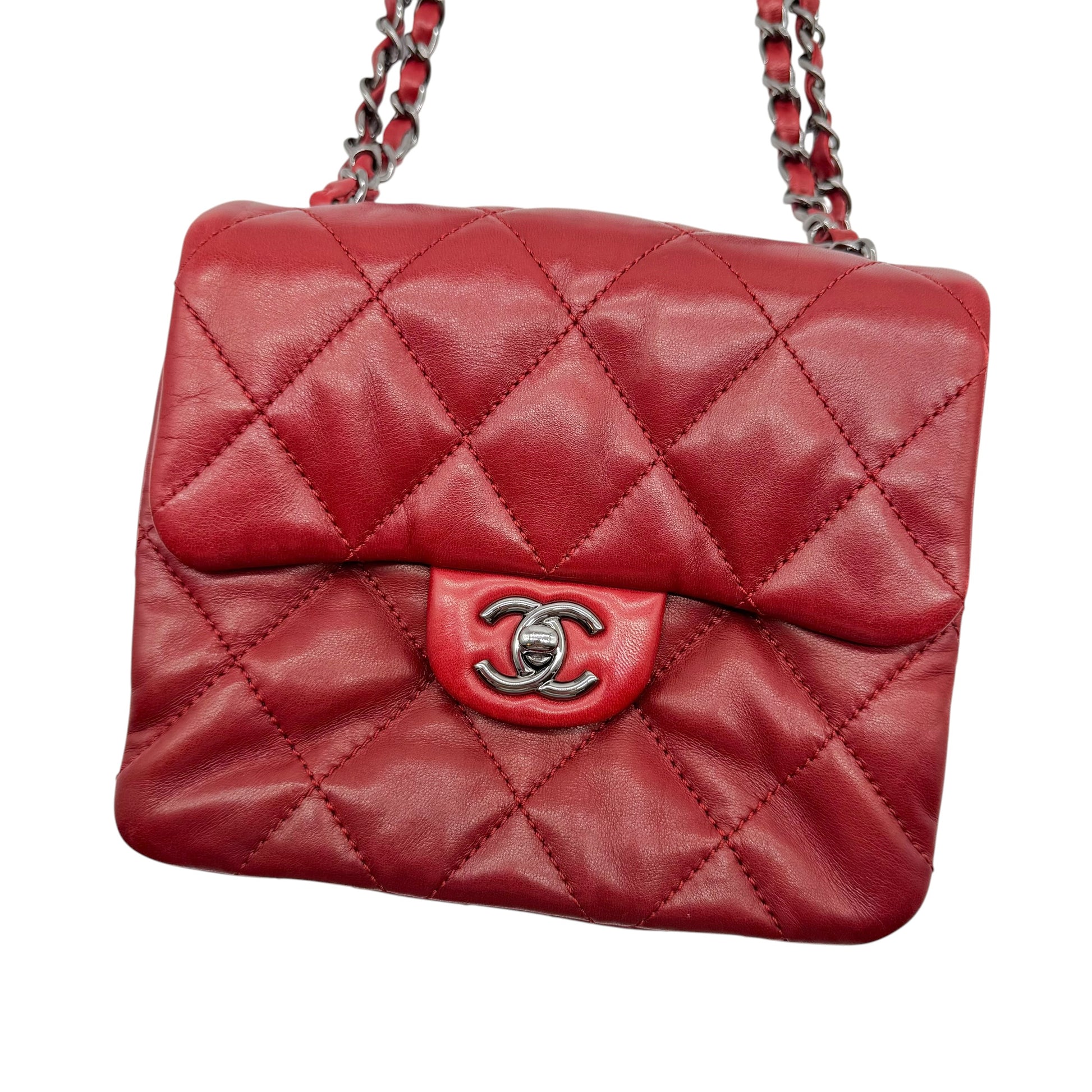 Chanel Burgundy Red Matelasse Small Accordion Flap Bag