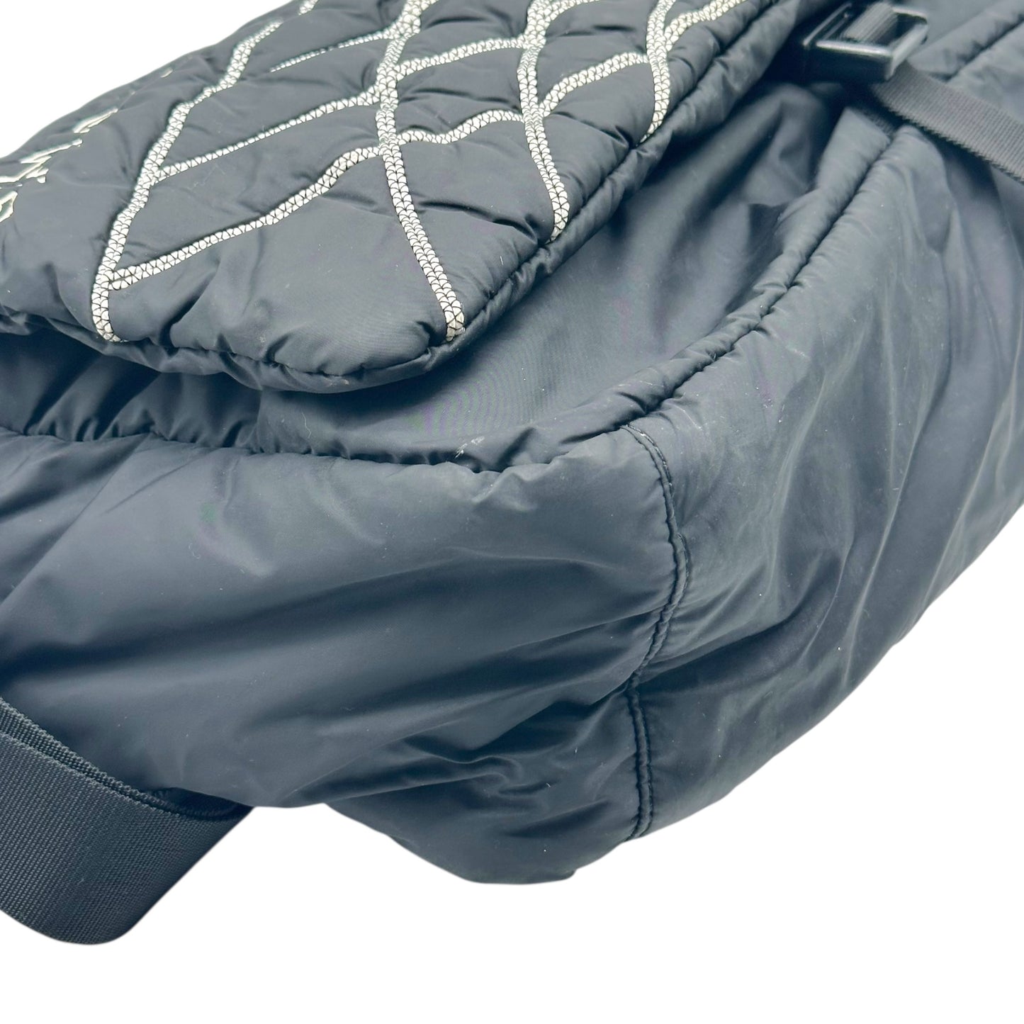 Chanel Sport 2005 Black & White Logo Embroidered Messenger Bag RARE