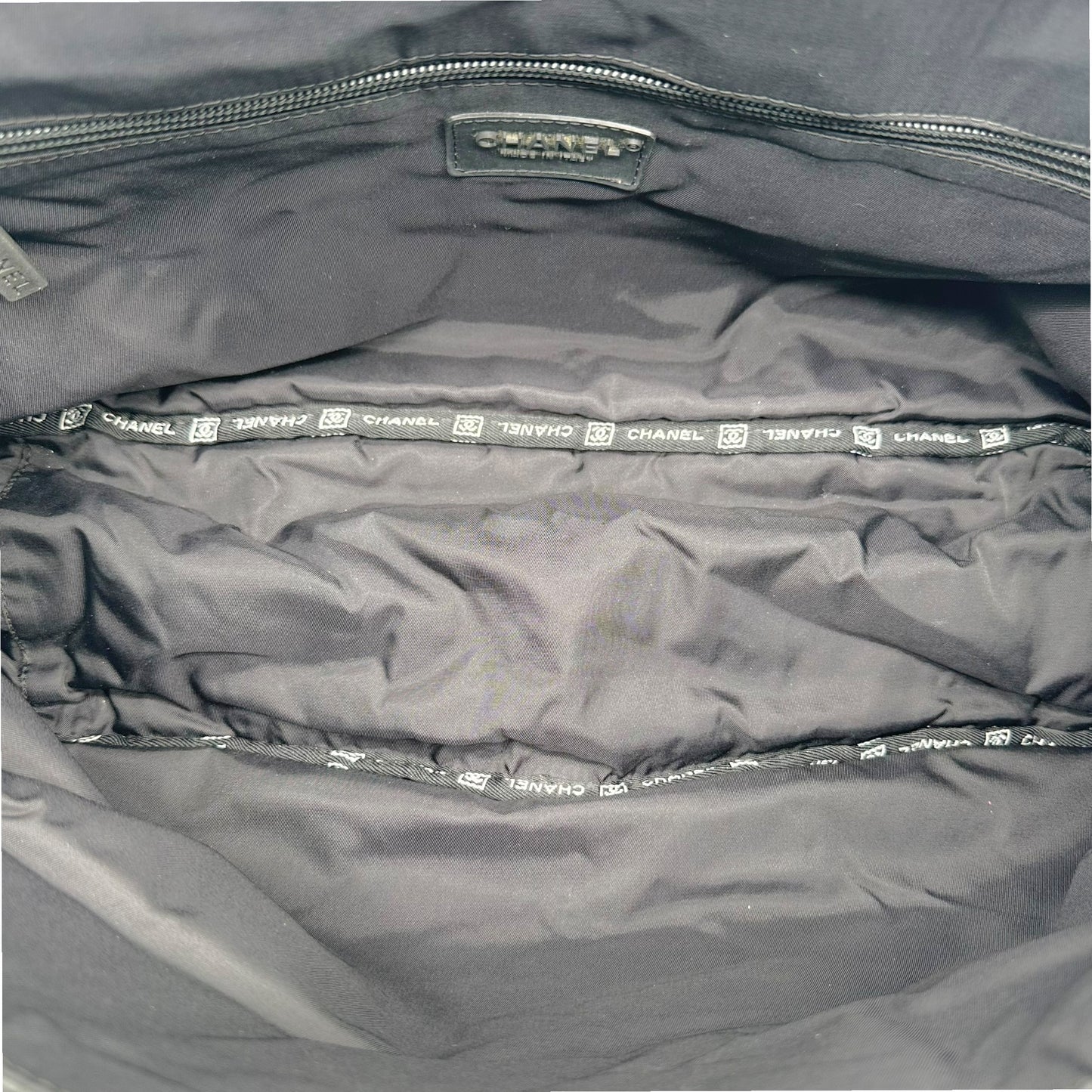 Chanel Sport 2005 Black & White Logo Embroidered Messenger Bag RARE