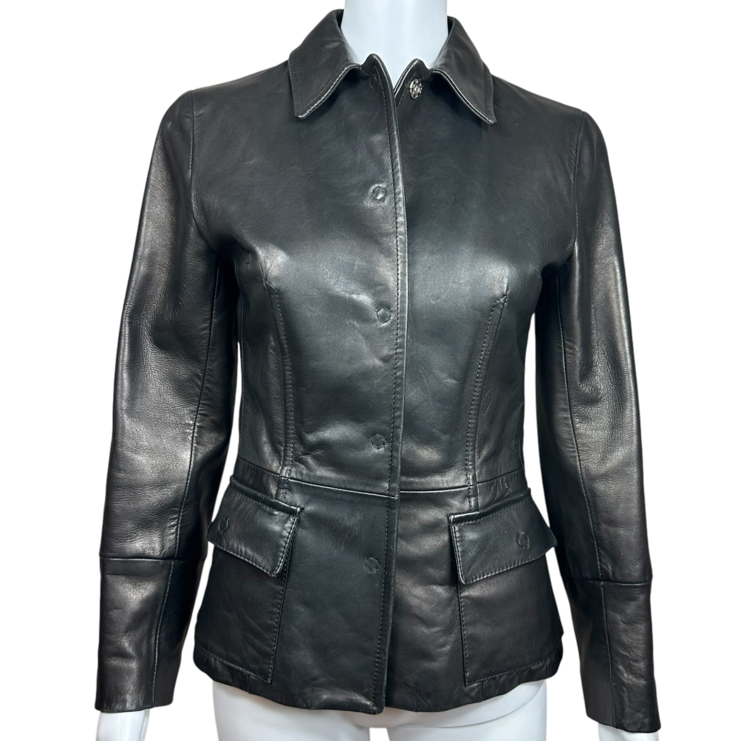 Dolce & Gabbana Pocket Black Leather Jacket