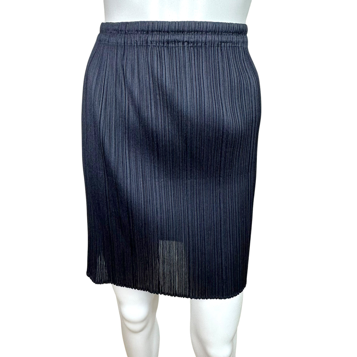 Issey Miyake Pleats Please Navy Pleated Midi Skirt