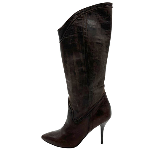 Just Cavalli Brown Leather Heeled Cowboy Boots - Outfit Repeater