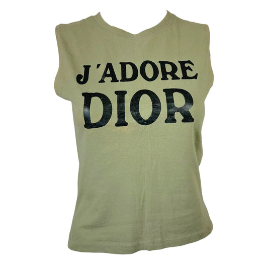 Christian Dior S/S 2003 Khaki Green & Black J'Adore Dior Tank Top