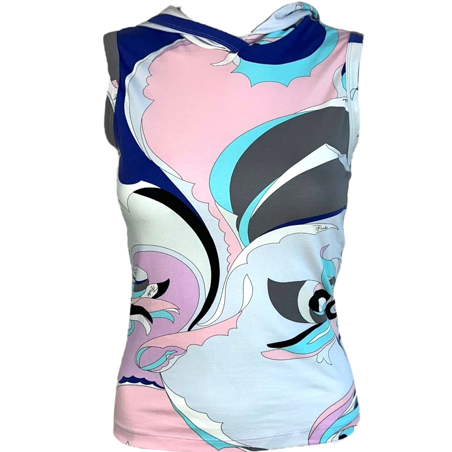 Emilio Pucci Pink & Blue Printed Hooded Tank NEW - Outfit Repeater