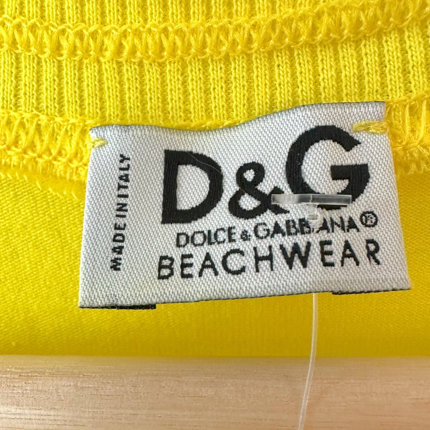 D&G Mini Dress Bright Yellow Blue Logo Sleeveless
