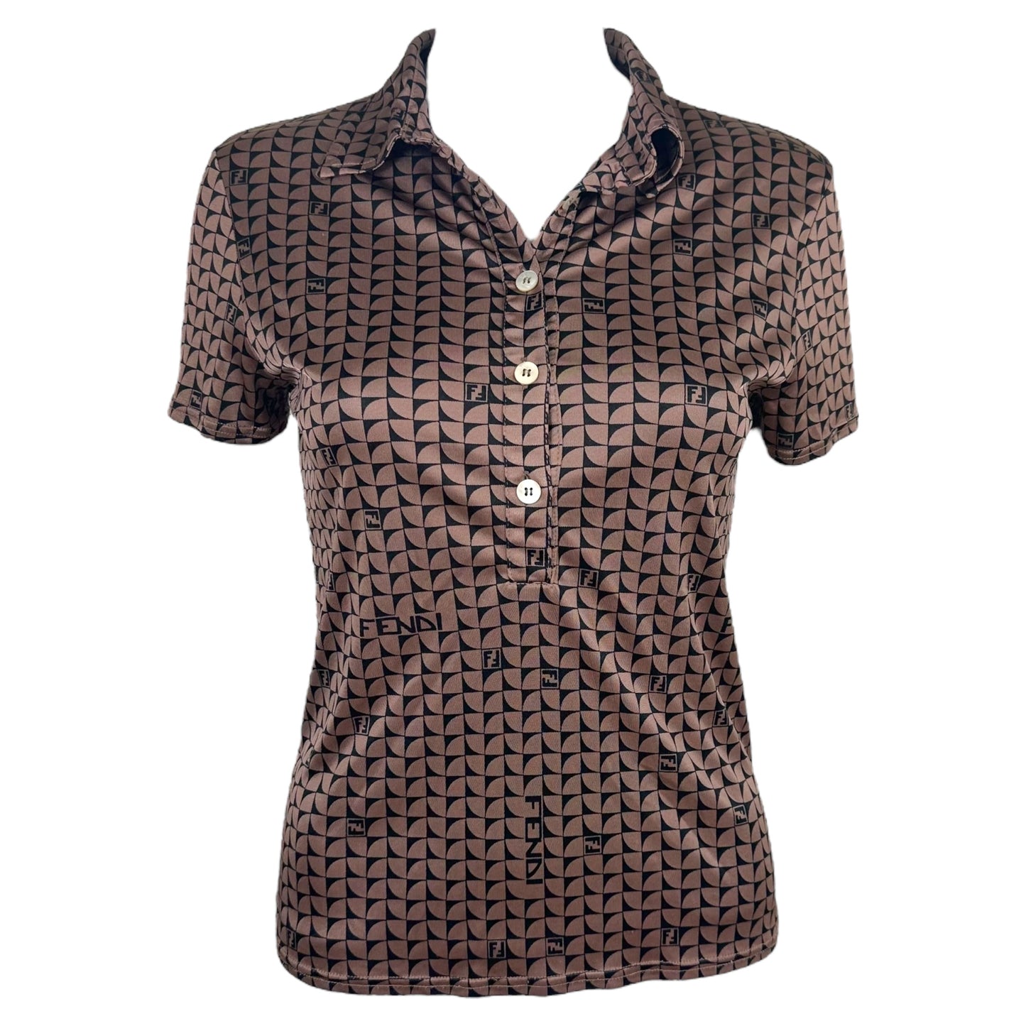 Fendi Brown Monogram Polo Top - Outfit Repeater